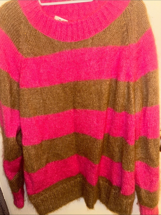 COS Sweaters - COS Women's Hot Pink and Brown Striped Knit Sweater Size L